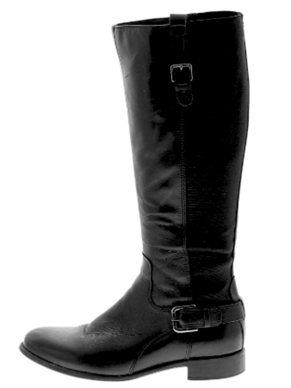 La Canadienne Stefanie Knee High Black Boot Round Toe Buckle Zip US 7.5M - Picture 9 of 10
